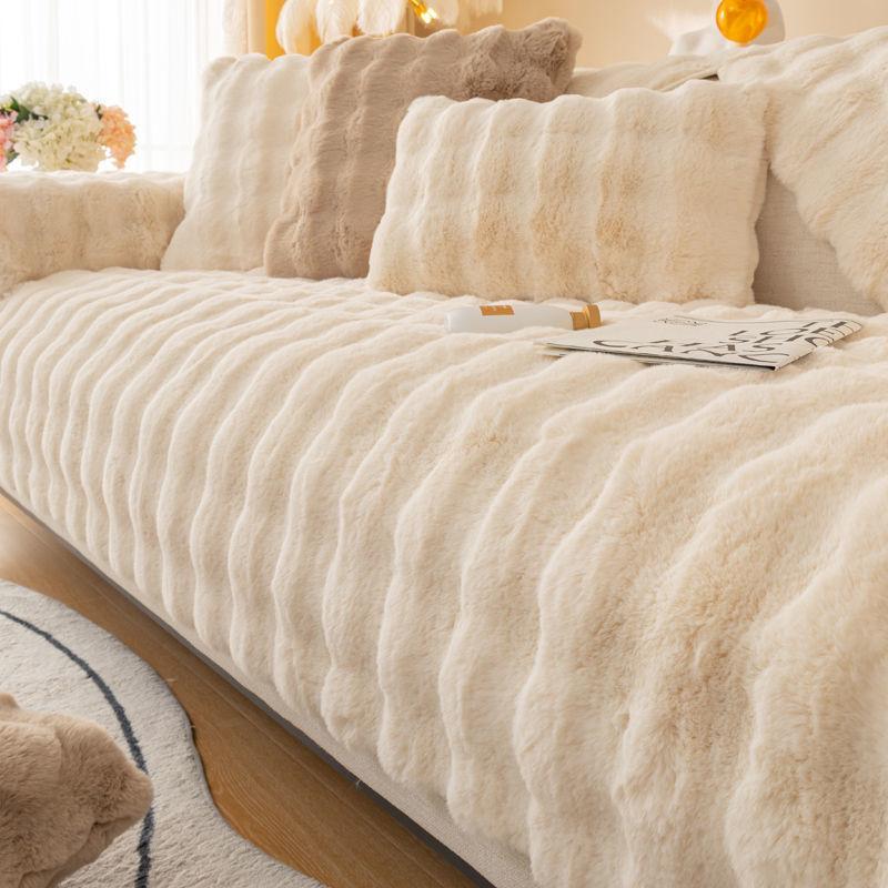 Tutu Velvet Warm Plush Sofa Cushion Winter Thickened Non-Slip Seat Cushion Leather Sofa Cover Cover  New