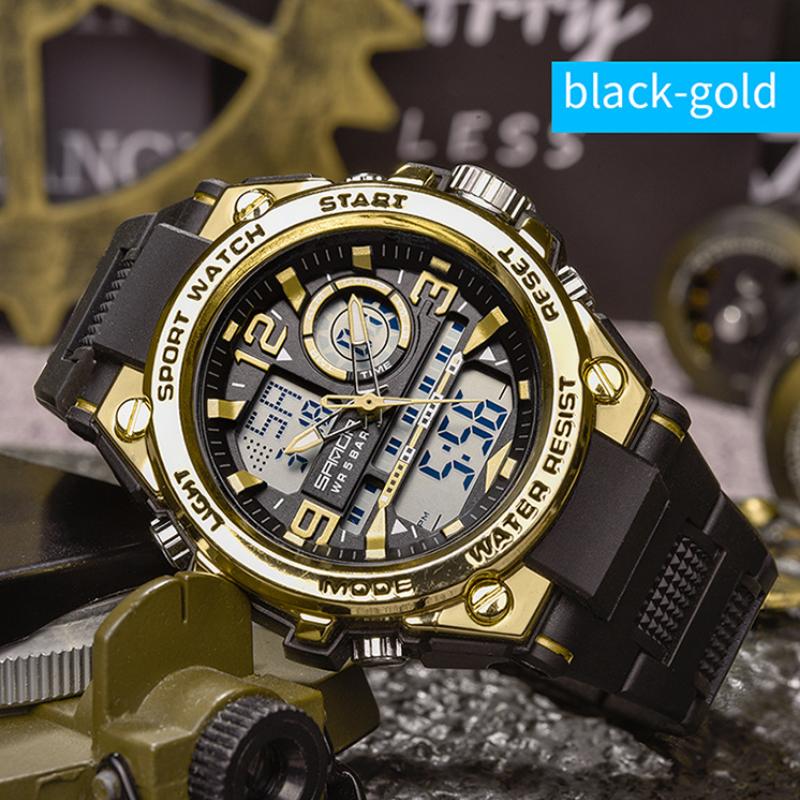 SANDA Electronic Watch Trendy Cool Electronic Watch Multi-function Alarm Clock Men's Wristwatch