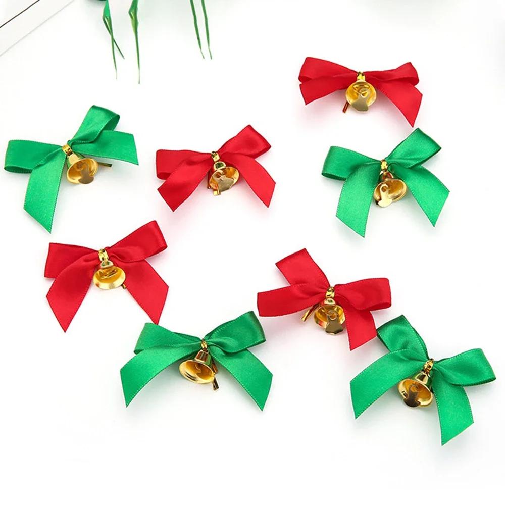 10/50PCS Christmas Sparkling Bows Decoration Xmas Tree Pendant Ornaments for Home Christmas New Year Party DIY Bow Decorations