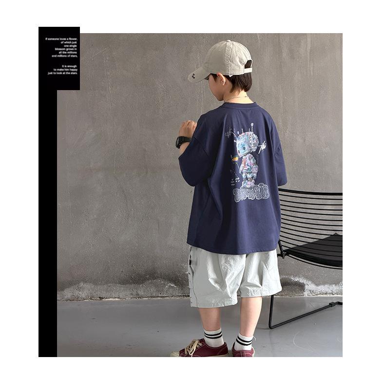Trendy Boys' Summer Two-Piece Set: Short Sleeve T-Shirt & Casual Sports Shorts