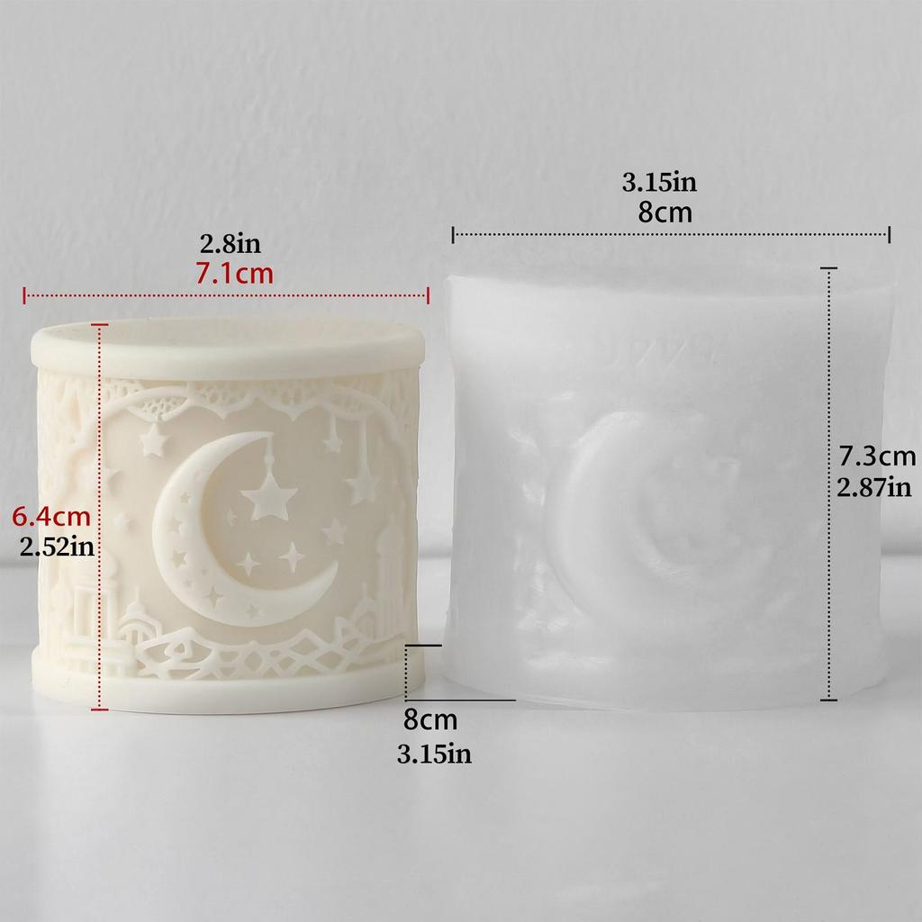 Ramadan Silicone Mold 3D Crescent Mosque Candle Mold Islamic Themed Silicone Mold For Resin Soap Making Chocolate Baking