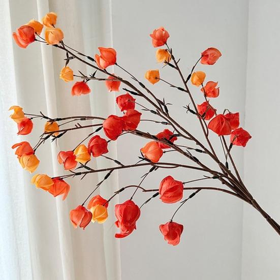 Künstliche Chinesische Laternenstiele Realistischer Oranger Falscher Koelreuteria Zweig 31,5 Zoll Hoch Kunstseidenstiele für Vase Bauernhaus Küchentisch Mittelstück