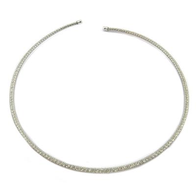 [P7641] - Silver White 'Sissi' Designer Necklace - 43 Cm 3 Mm
