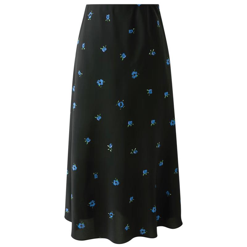 Sancai Plus Size Chiffon Floral A-Line Fishtail Maxi Skirt 3XL