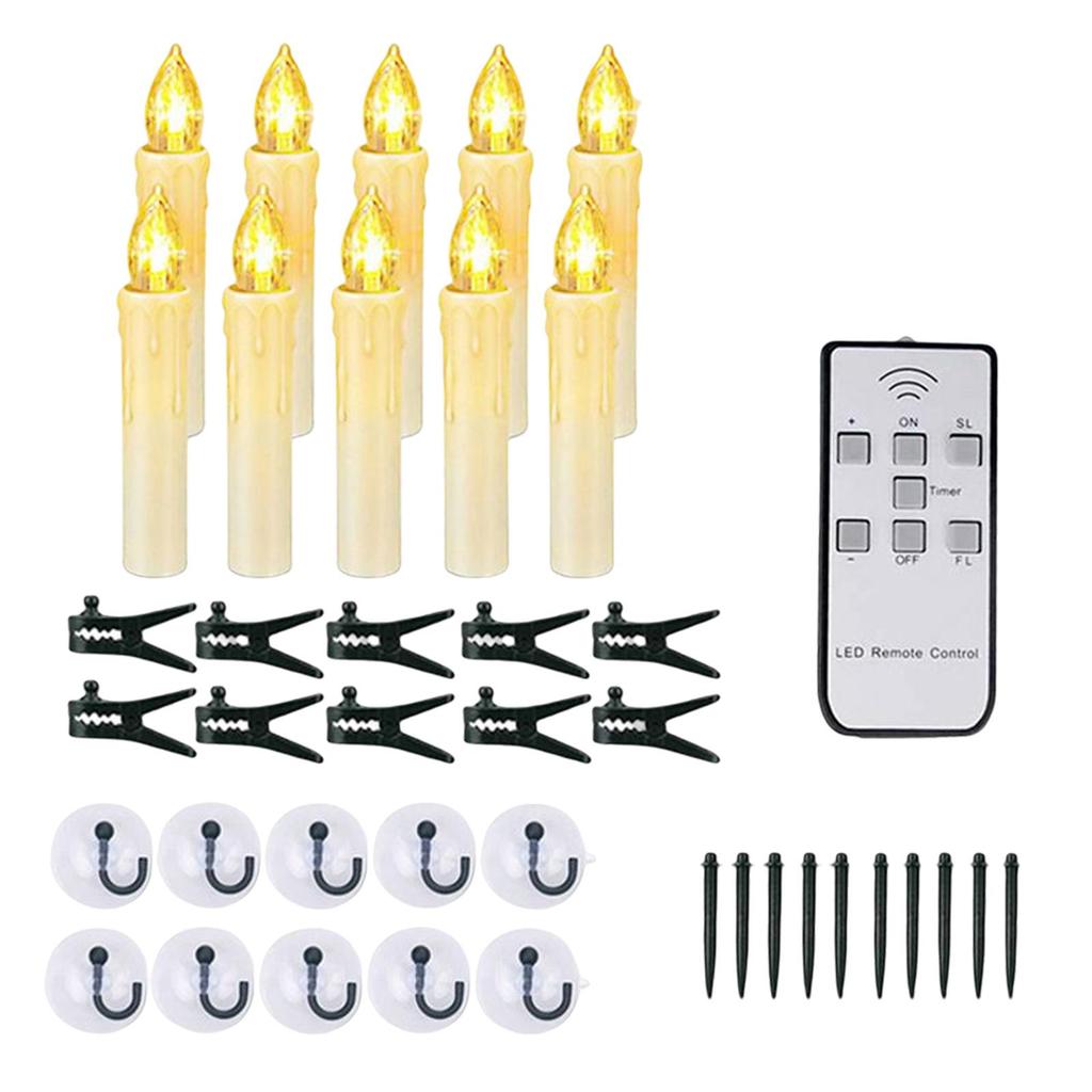 10x LED Candle Lights Electronic Warm Light with Remote Timer Dimmable Flameless Taper