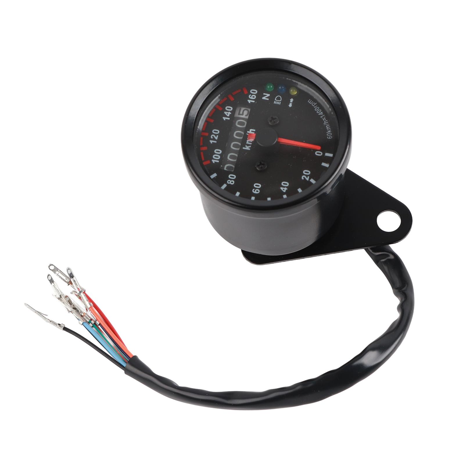 Odometer Motorcycle LED Backlight Speedometer Gauge Signal Universal (Black)