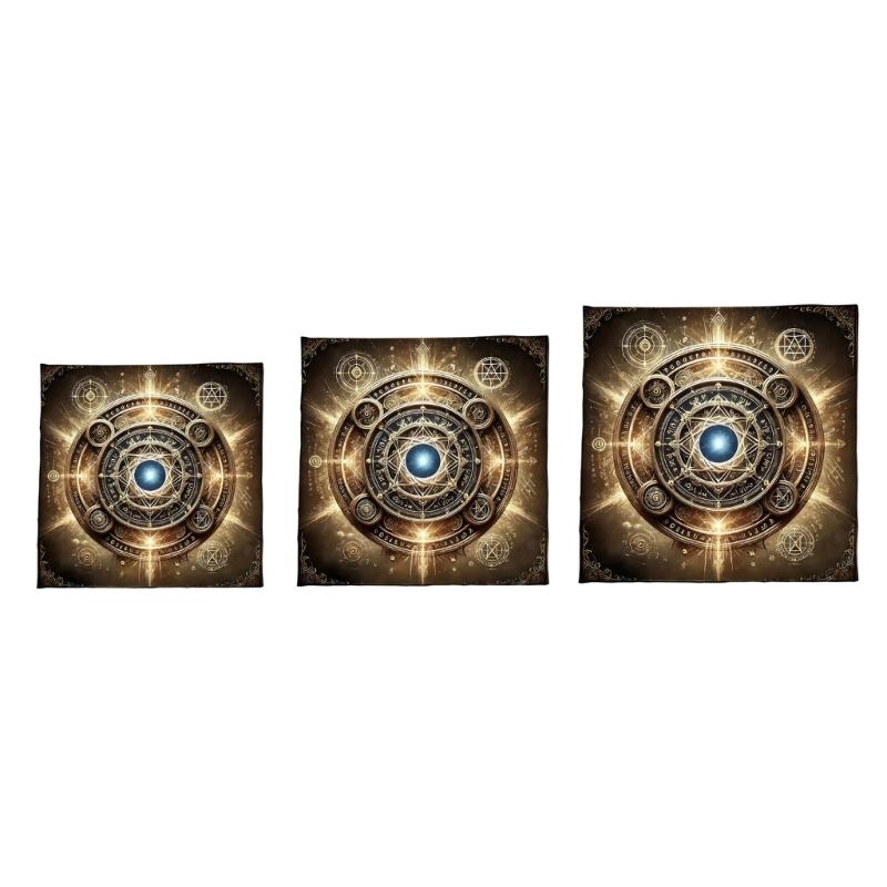 Fleece Tarots Cloth 50x50cm/60x60cm/75x75cm Soft Divination Mat with Mystical Pattern Suitable for Psychic Reading