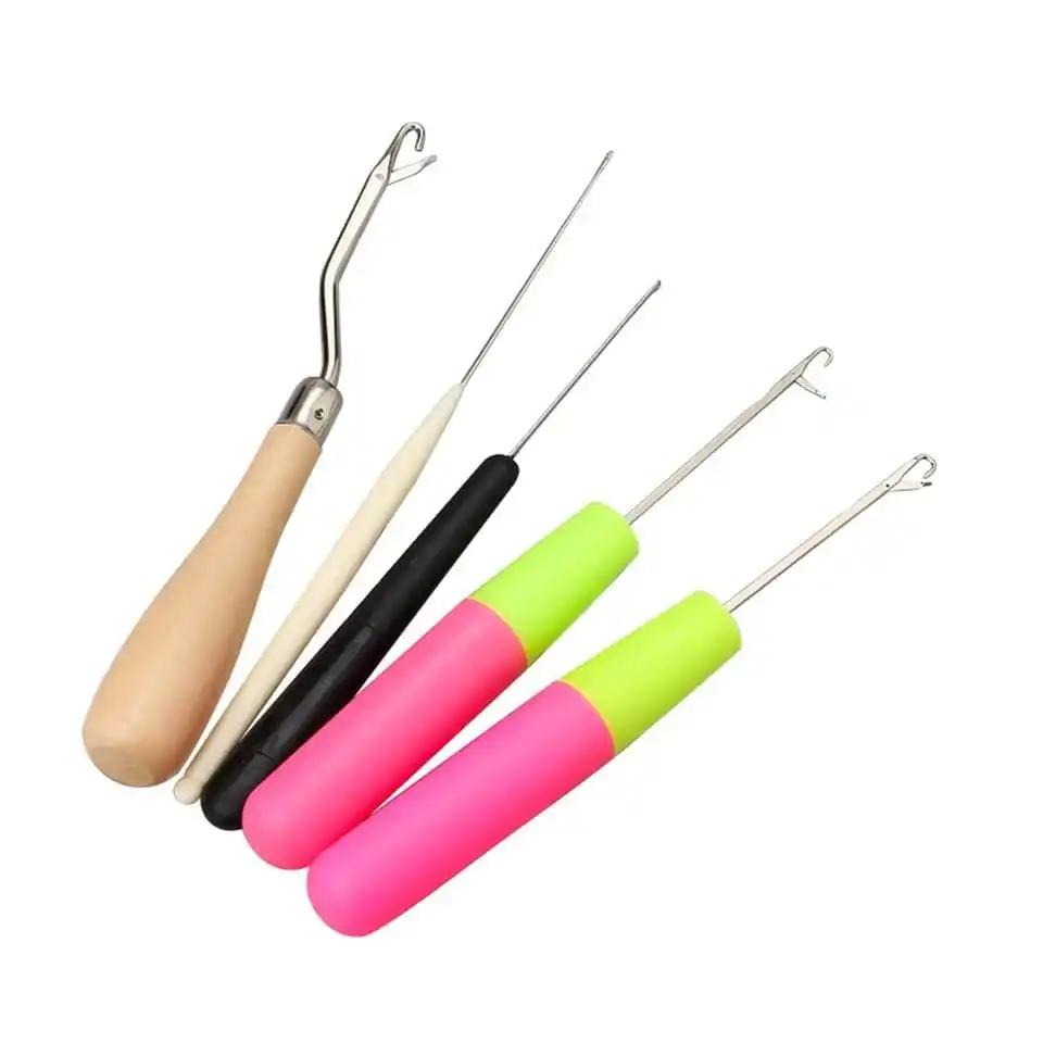 5pcs/Set  Crochet Dreadlock Hook Needles Dreadlock Tool Plastic & Wood Hair Weaving Crochet Needles Dreading Latch Hooks /.,\p[