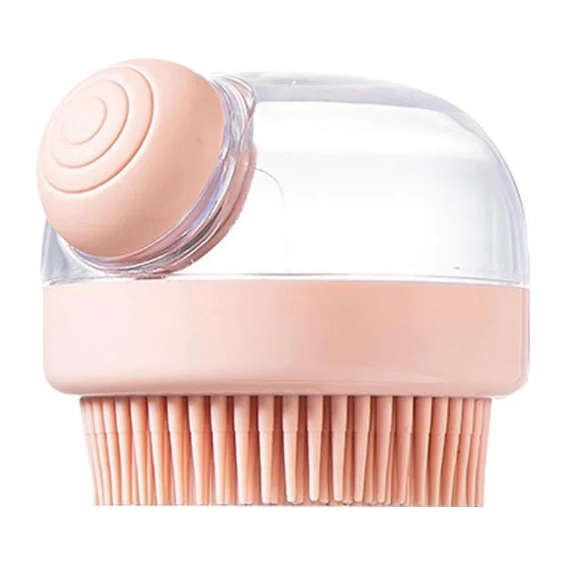 

Multi Functional Pet Bath Brush with Transparent Shampoo Storage Soft Silicone Bristles Gentle Massage Tool for Pet Transparent