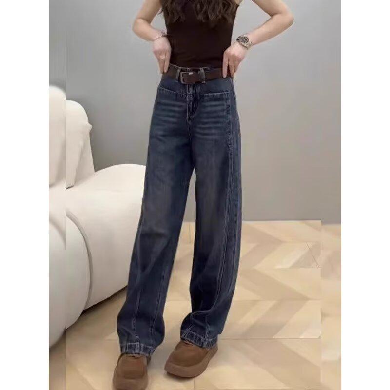 Plus Size Women's Autumn Wide & Narrow Leg Jeans - Loose Fit for Pear-Shaped Bodies