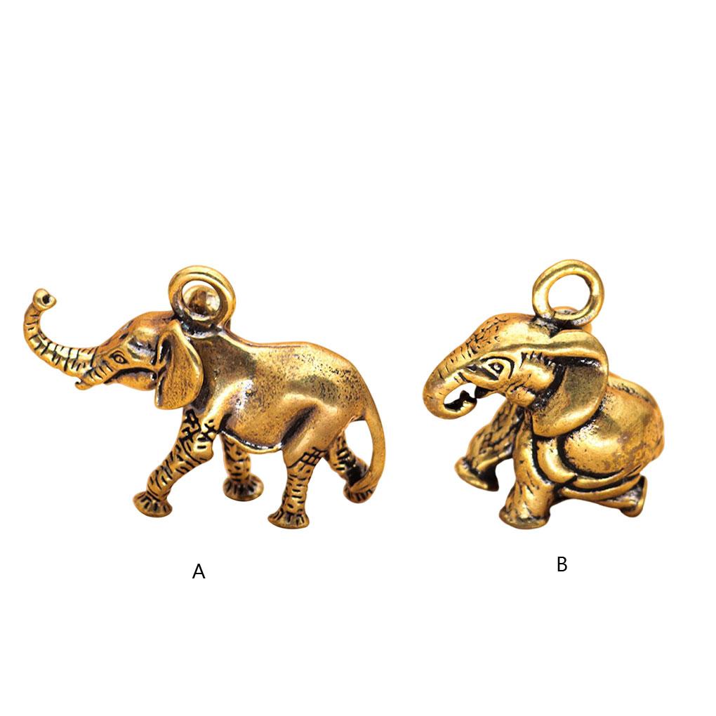 Antique Elephant Pendant Vintage Animal Charm Keychains Jewelry Decoration Crafts Figurines Desktop Decor Handmade