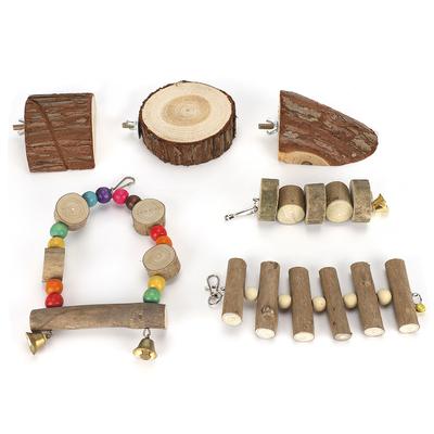 Ensemble de jouets en bois pour petits animaux hamsters Balançoire de sécurité Ficelle à mordre Plateforme de saut