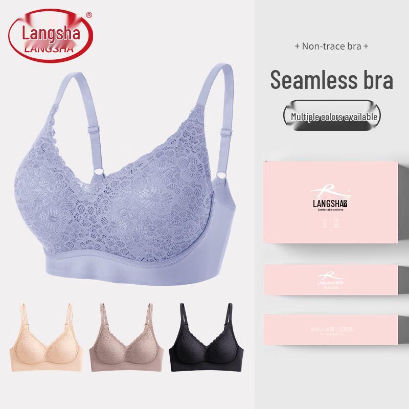 Langsha Women s Lace Wireless Push-Up Bra S