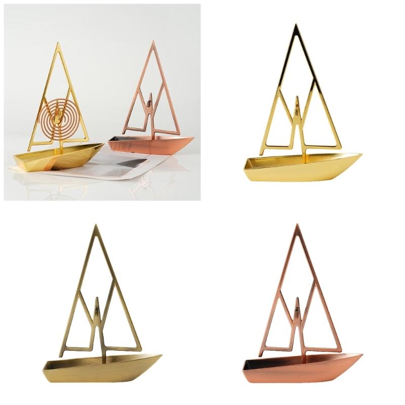 Sailing Shape Insect Coil Holder Metal Coil Incenses Burners Hanging Incenses Holder Rack for Home and Office Desktop