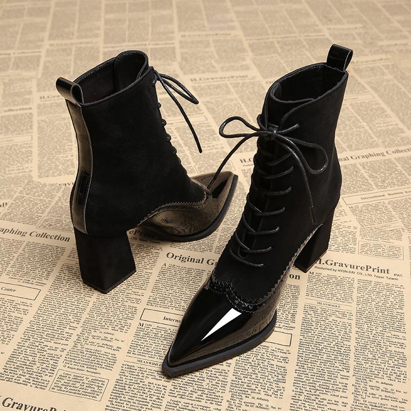 

Женские ботильоны Модные туфли с острым носком на высоком каблуке для женщин Роскошные платья Зимние сапоги 2025 Новые лодочки Mujer Челси Ботас 35 чёрный