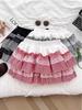 Petite Lace Patchwork Plaid Puff A-line Mini Skirt for Spring/Summer