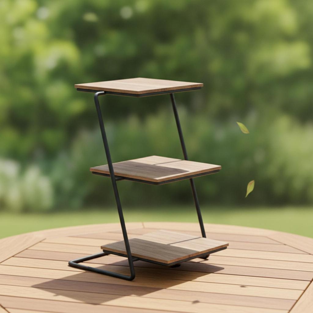 Dessert Stand with Wooden Shelves Decorative 3 Tier Cake Space Saving Platter for Party