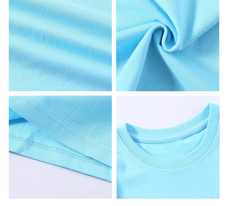 Kids' Cotton Short-Sleeve Round Neck T-Shirt with Logo, Candy Color, Primary School Uniform.
