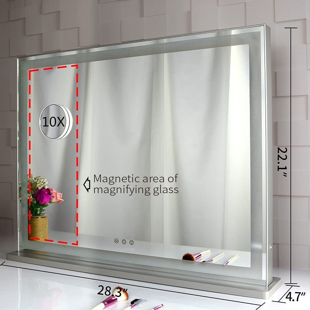 Makeup Mirrors Hollywood Led Makeup Mirror With Smart Touch Control And 3 Colors Dimmable Light (72 X 56 Cm)