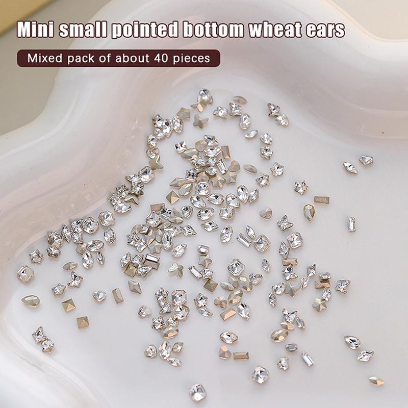 40Pcs Zircon Mix Mini Nail Diamond Decoration Mixed Loading Stereoscopic Nail Accessories Nail Painting Nail Salon Nail Artists