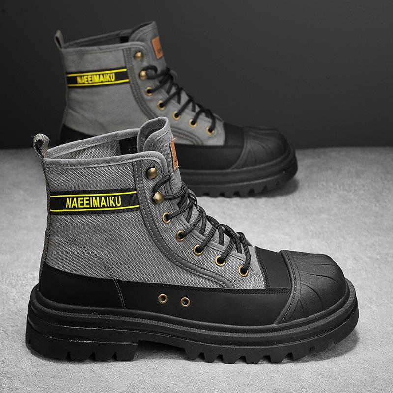 Fashion Street Style Men's Canvas Boots Autumn Winter Camouflage Platform High Top Ankle Boots Wear-resistant Works Boots Botas Hombre