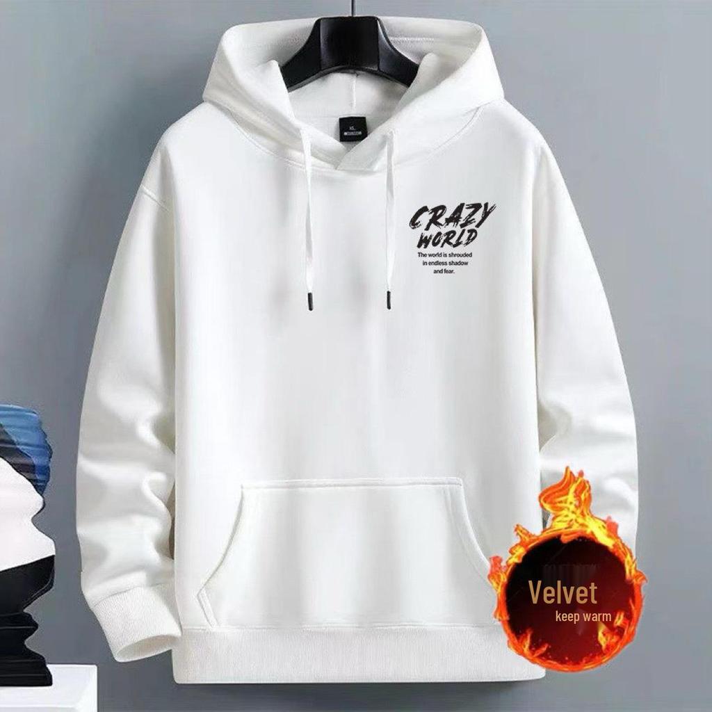 2025 Herren Kapuzenpullover im amerikanischen Stil - Lockerer Schnitt, Wintervelours, Bedruckte Streetwear-Jacke