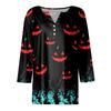 Dames T-shirt Tee Halloween Bedrukt Knoop 3/4 Mouw Tuniek Dagelijks Weekend Mode Basic V-hals Normale Top