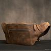 New Retro Genuine Leather Men's Waist Bag with Crazy Horse Leather Large Capacity Men's Bag Multi Functional Head Layer Leather Bag