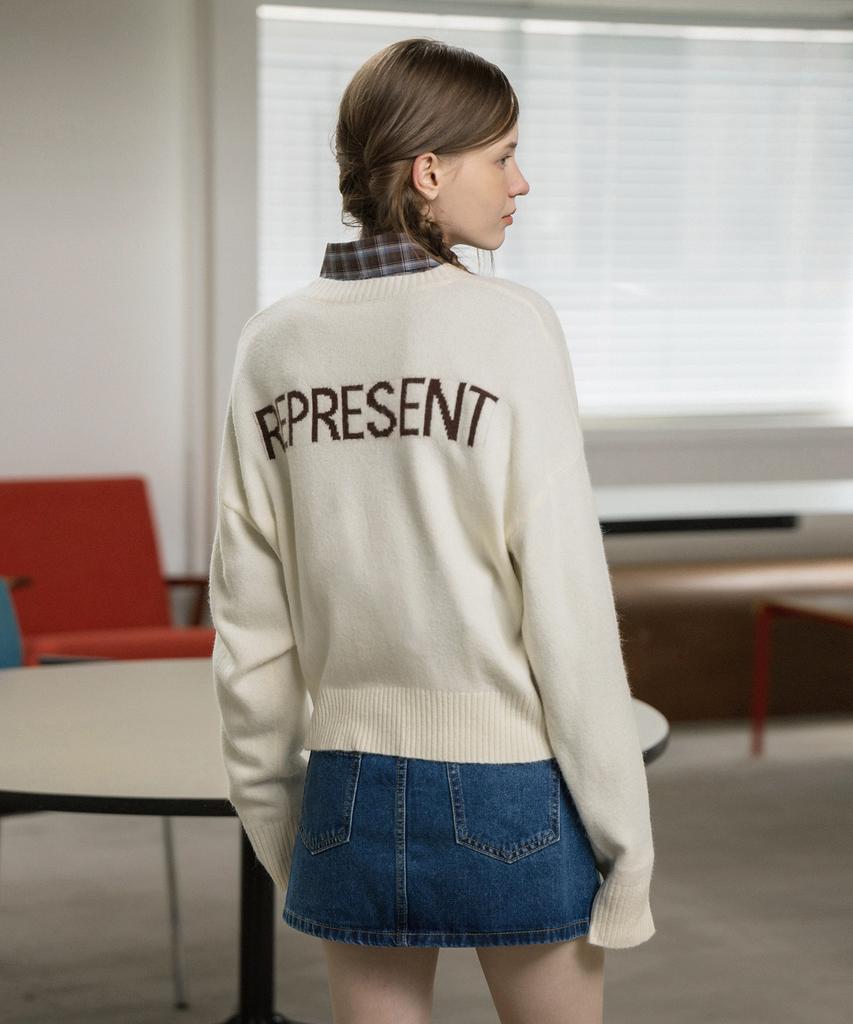 HYFVE Wool Blending Lettering Knit Sweatshirt