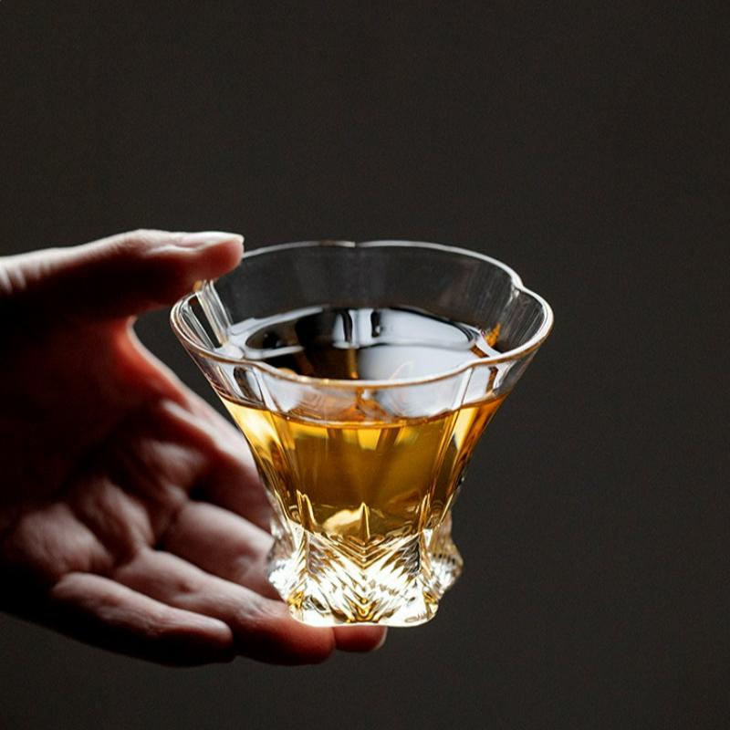 Japanese Style Glass Teacup Heat Resistant Transparent Single Cup Chahai Small Teacup Kung Fu Teaware Accessories 80ml New