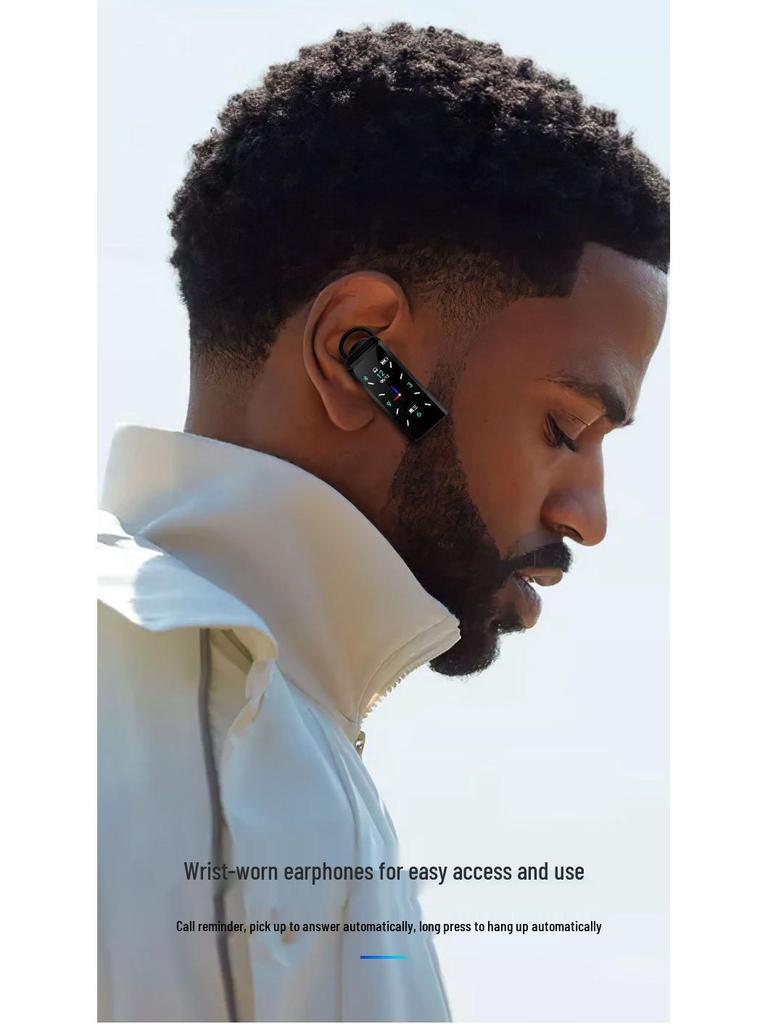 Smart Sports Bracelet: Heart Rate & Blood Oxygen Monitor with Bluetooth Earphones for Men & Women
