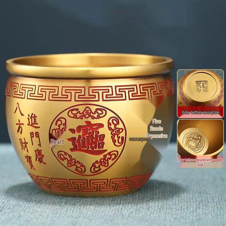 

Латунный и медный цилиндр для риса: Украшение «Сто благословений» для гостиной-сокровищницы Diameter 9.5cm, Height 7cm, Weight ~260g