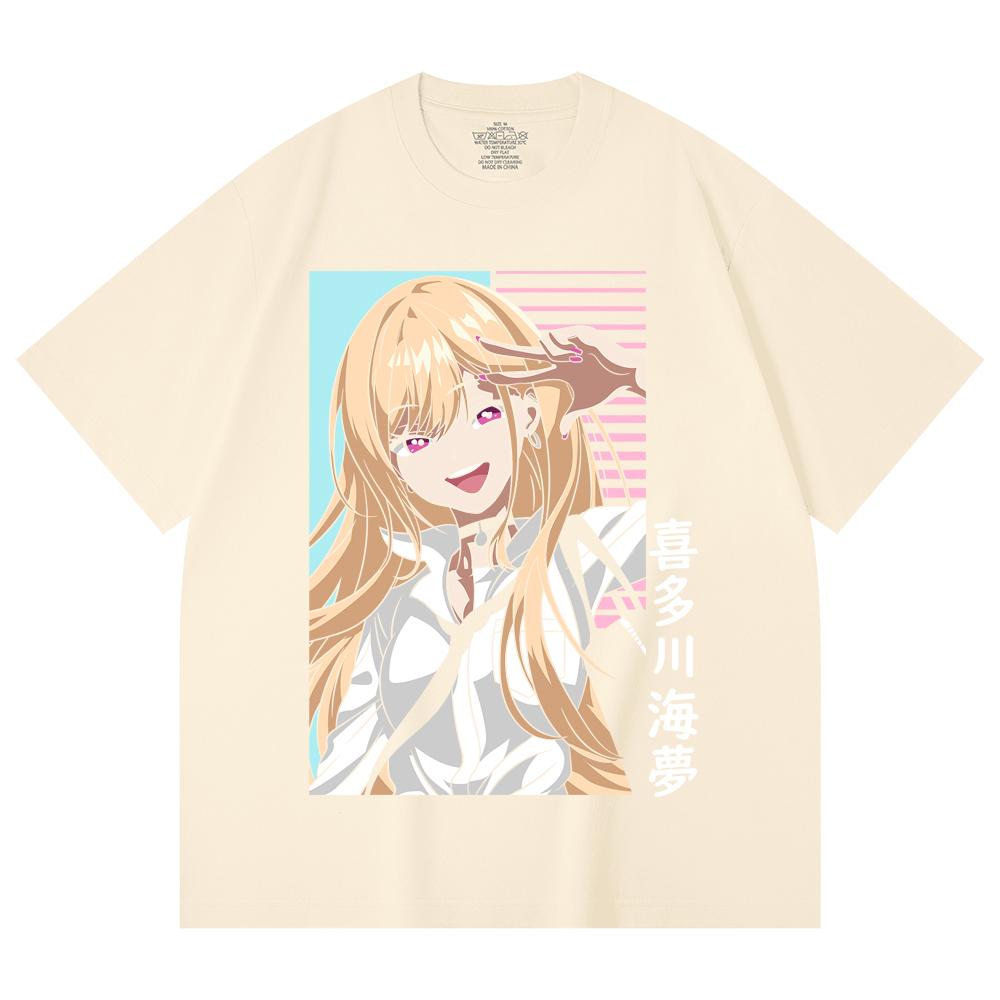 

230 г/м² 100% хлопок My Dress Up Darling V2 Принт Унисекс Тяжелая хлопковая футболка XS абрикосовый
