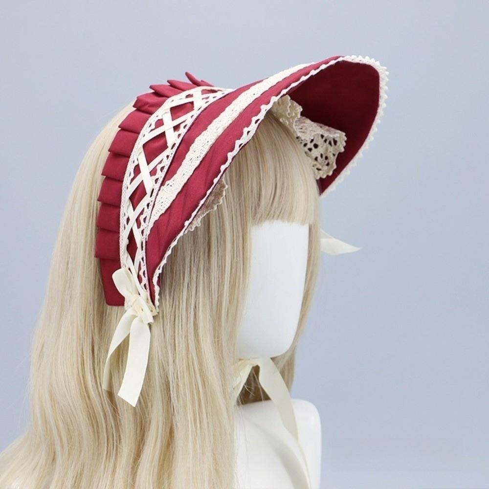 Ruffle Lolita Bonnet Cap Bow Lace Hat Girl Victorian Headpiece Party Wear