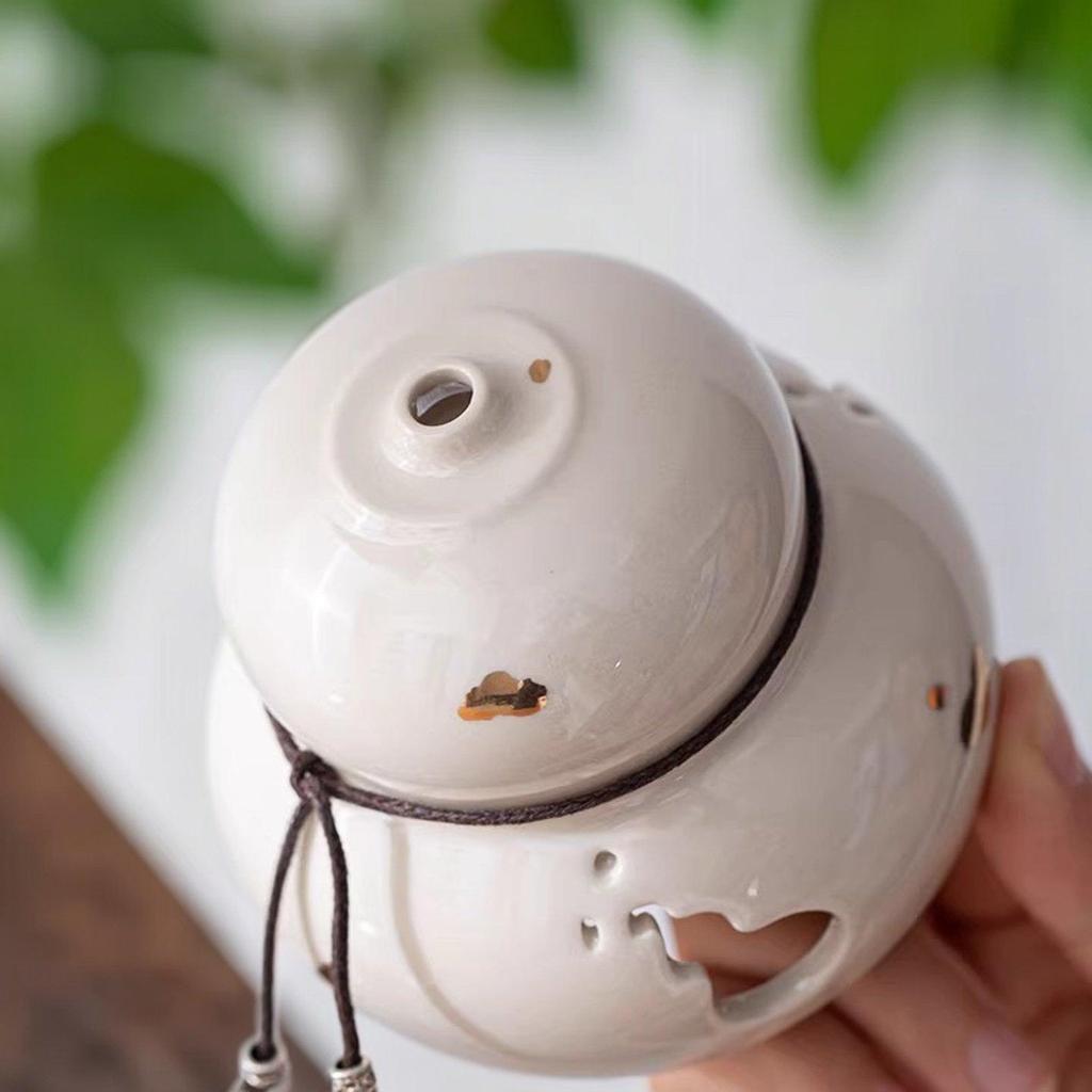 Zen Style Ceramic Gourd Incense Burner for Coil and Agarwood Incense, Home Tea Ceremony Burner