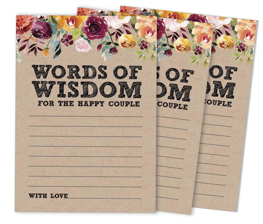 Inkdotpot Set of 50 Advice & Well Wished for The Newlyweds, Bride and Groom Advice Cards Rustic Wedding Décor, Guestbook Alternative, 5x7 Inches
