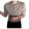 Korean Style Slimming Polo Collar Knit Shirt - Women's Casual Summer Pullover