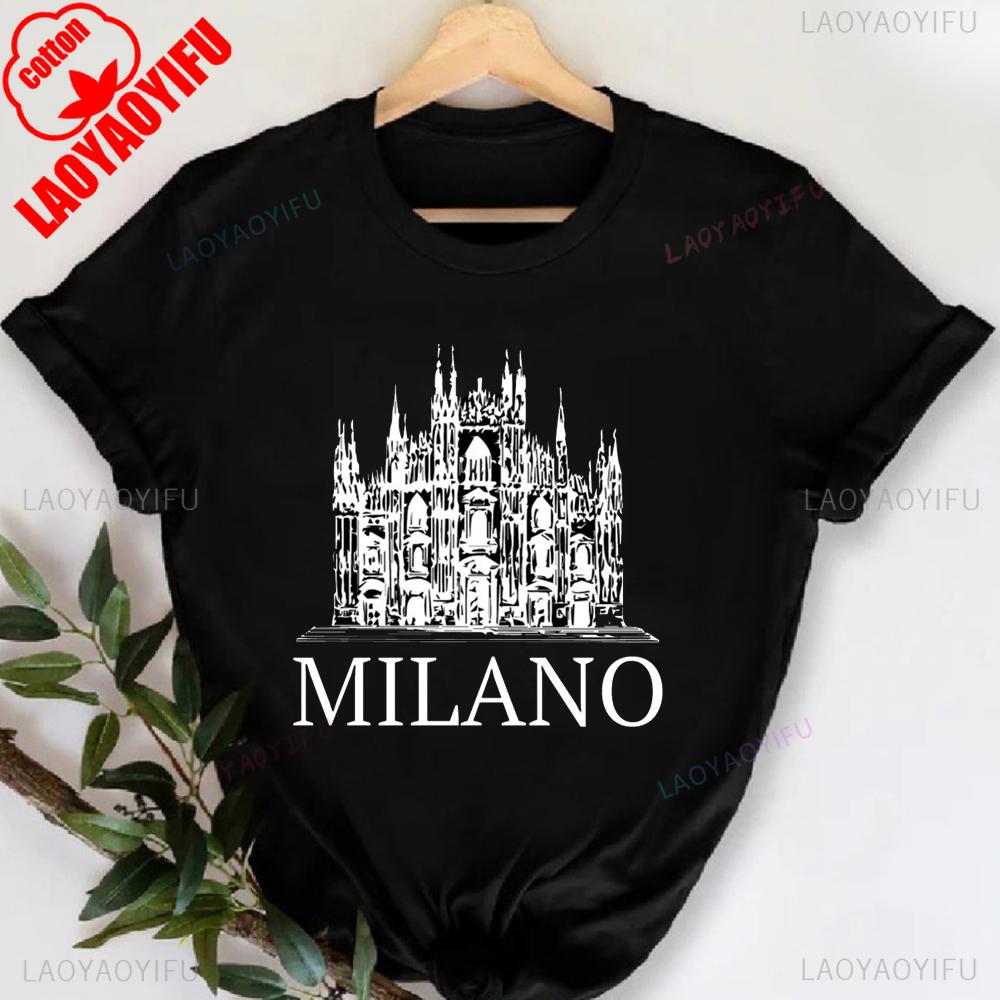 MILANO ITALIEN Buchstabenaufdruck Rundhals-T-Shirt Lässiges Kurzarm-T-Shirt für Frühling & Sommer Damenbekleidung Valentinstag