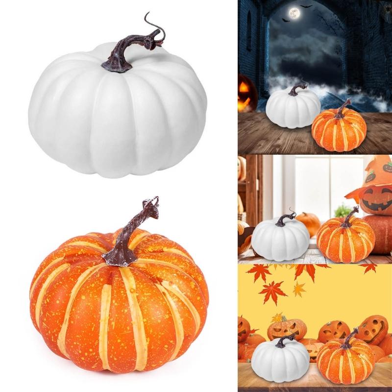 Halloween Pompoen Ornamenten Delicaat Geel/Wit Halloween Decoraties Figuren Kantoor Thanksgiving Feest Decoraties