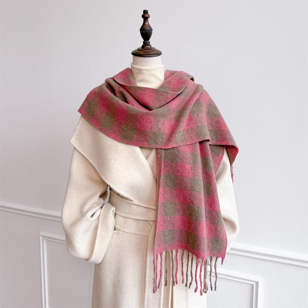 Women Lattice Imitation Cashmere Scarf Autumn And Winter Thick Fashion Warm Wild Scarf Shawl Tassel Scarves Bufanda Blanket