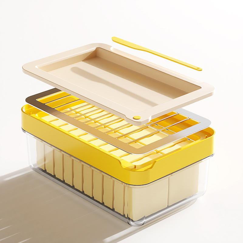 1Pc Butter Portioning Cutting Preservation Box Transparent With Cover Storage Box Food Grade Refrigerator Specific Plastic Box