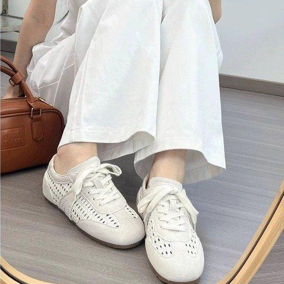 2025 Sommer neue Mesh atmungsaktive weiche Sohle vielseitige Forrest Gump Schuhe Damen Retro Leder Casual Sport Trainingsschuhe