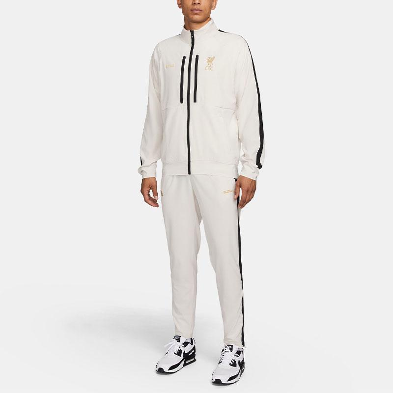 Nike Dri-Fit Color Block Quick-Dry Jacket Straight Leg Pants Basketball Set Men Set Light-Brown Black Gold FN7133-104