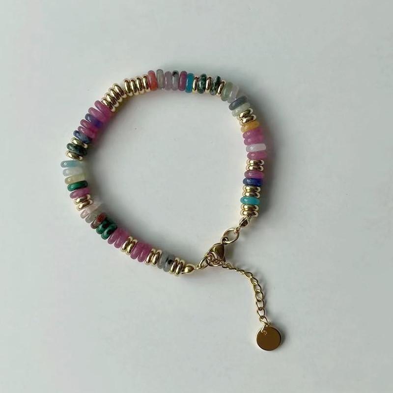 Colorful Semi-Precious Stone Beaded Necklace - Handmade Vintage Clavicle Chain with Optional Multi-Color Design