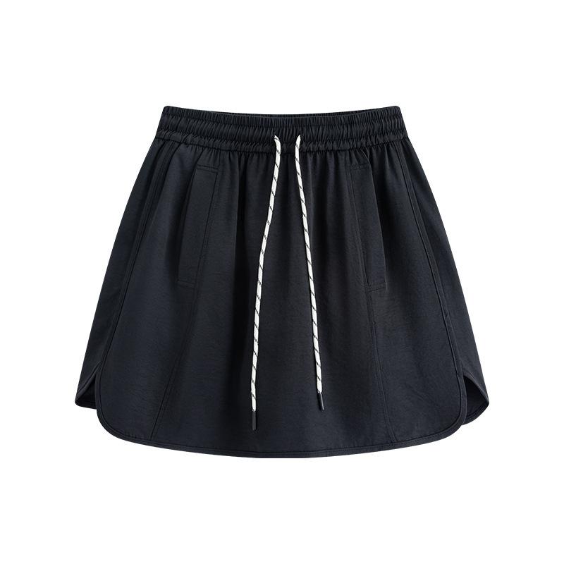 Split-ended sports five-point culottes women's spring and summer new high-waisted casual middle pants loose ice silk wide-leg shorts