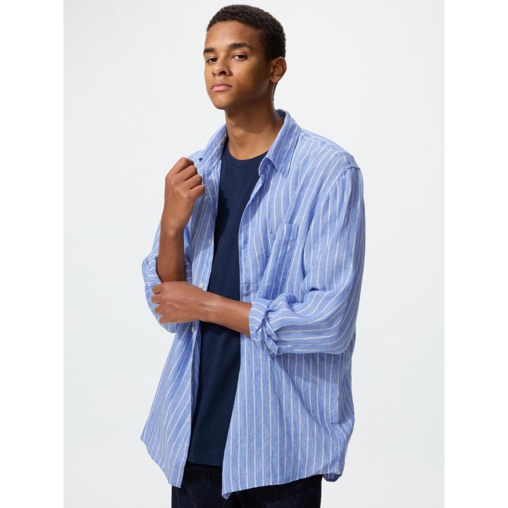 Uniqlo Premium Linen Shirt  Long Sleeve  Stripe A