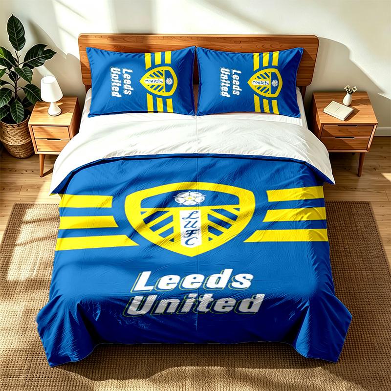 Leeds United Football Club (1) 3pc Set Suitable for Master Bedrooms Soft and Comfortable an Ideal Gift for Family and Friends Includes One Duvet Cover
