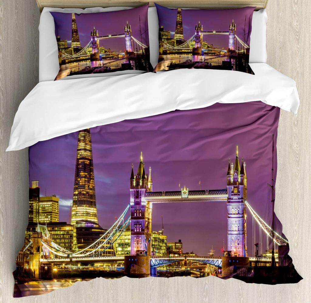 London Bettbezug-Set London Telefonzelle auf der Straße Traditionell Lokal Kulturell England UK Retro King Size Bettwäsche-Set