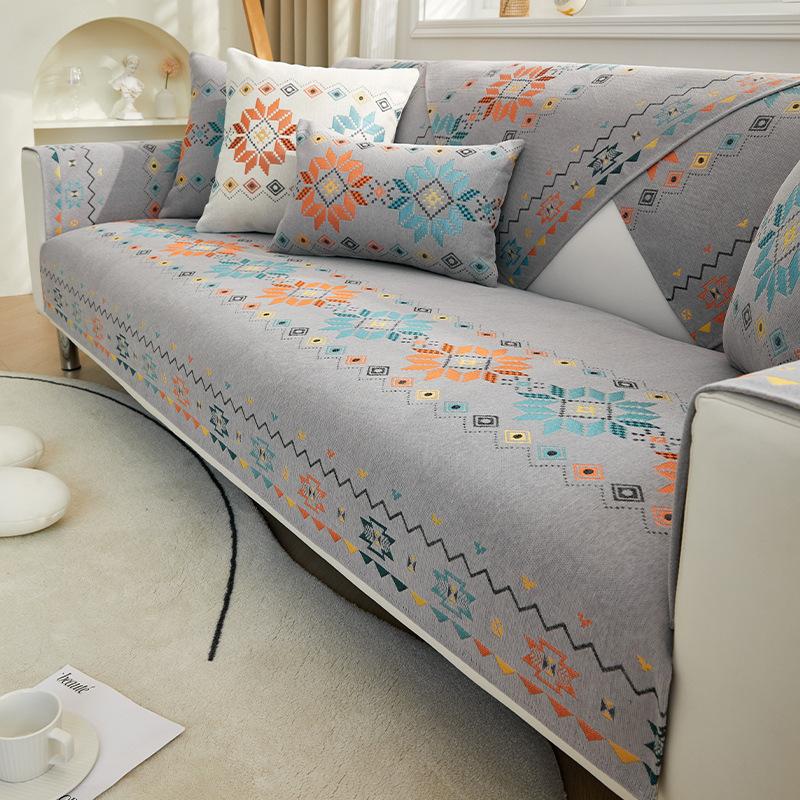 Pokrowiec na sofę z tkaniny żakardowej Chenille High-End, antypoślizgowy