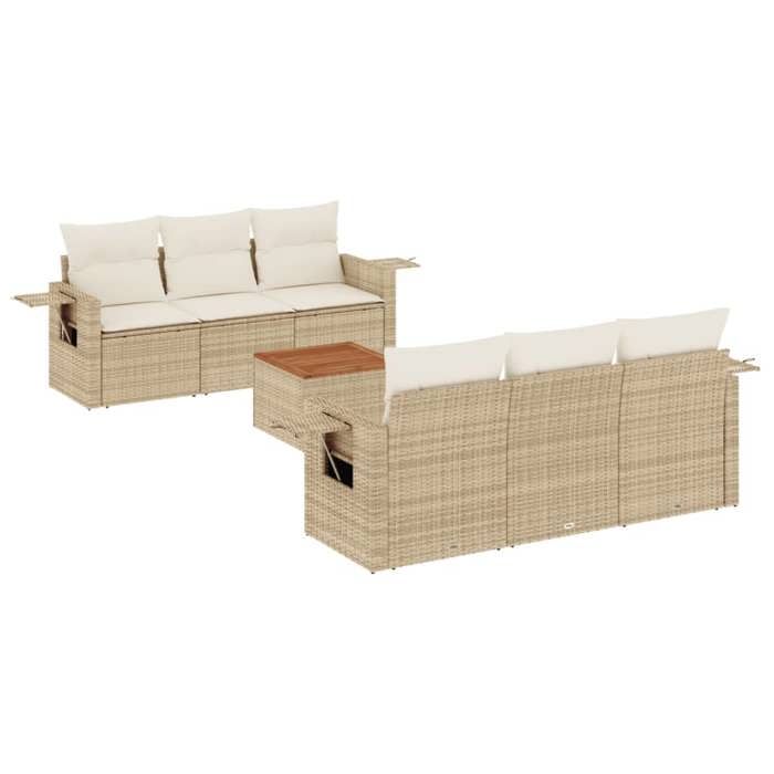VidaXL Garden Lounge Set with Cushions 7 Pcs, Patio Sofas, Patio Furniture Set, Outdoor Furniture, Beige 3256786